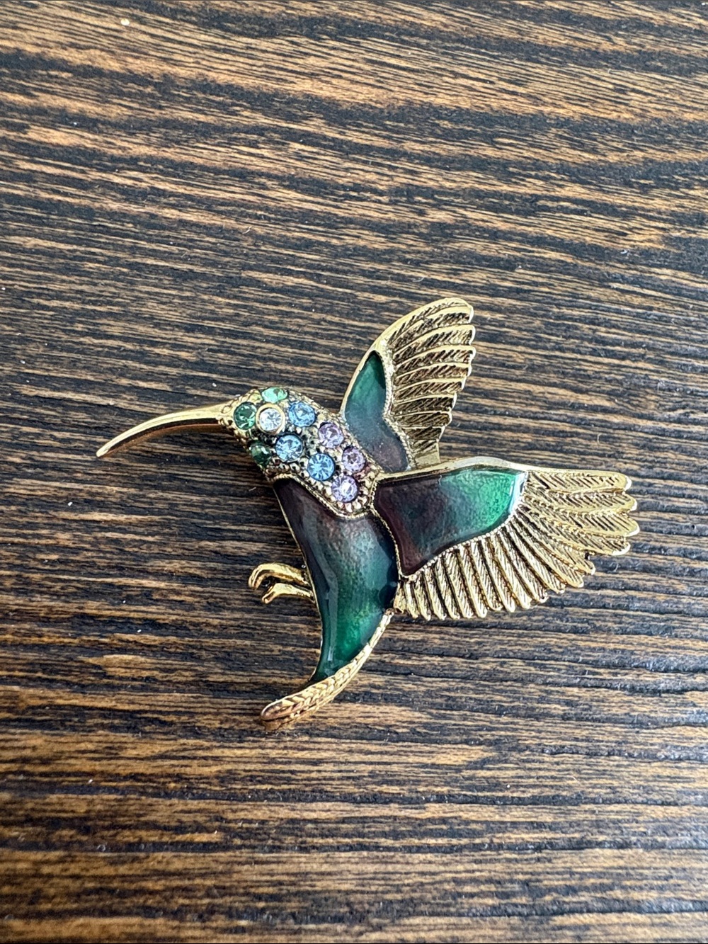 The Fabulous SFJ 48772 Vintage Gold Hummingbird Brooch